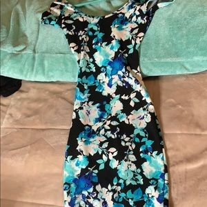 Floral Fitted Dress with Open Back